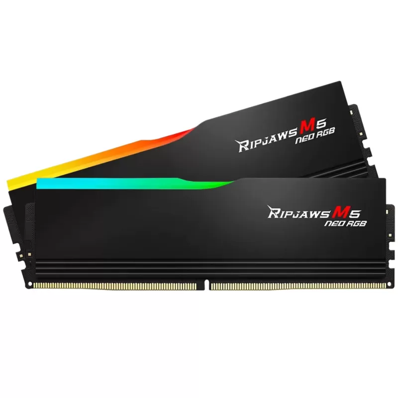 Desktop Memory DRAM G.Skill Ripjaws M5 Neo RGB 6000J2836G16GX2-RM5NRK KIT 32GB (2x16GB) DDR5 DIMM 6000MHz CL28 1.4V Color:black Desktop Memory DRAM G.Skill Ripjaws M5 Neo RGB 6000J2836G16GX2-RM5NRK KIT 32GB (2x16GB) DDR5 DIMM 6000MHz CL28 1.4V Color:black