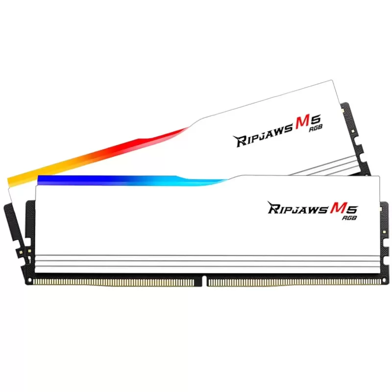 Оперативная память DRAM G.Skill Ripjaws M5 RGB 6000J3040G32GX2-RM5RW KIT 64GB (2X32GB) DDR5 DIMM 6000MHz CL30 Intel XMP 3.0 1.4V Цвет:белый