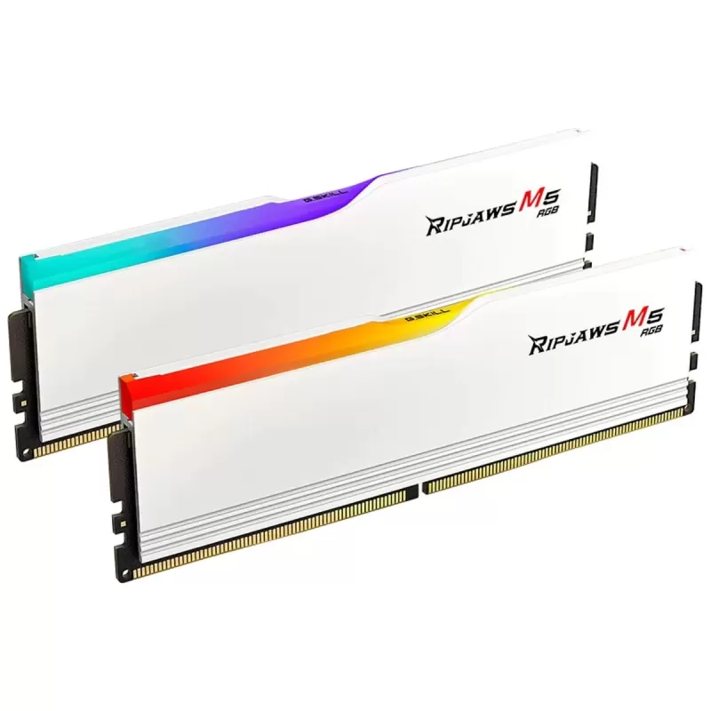 Оперативная память DRAM G.Skill Ripjaws M5 RGB 6000J3040G32GX2-RM5RW KIT 64GB (2X32GB) DDR5 DIMM 6000MHz CL30 Intel XMP 3.0 1.4V Цвет:белый