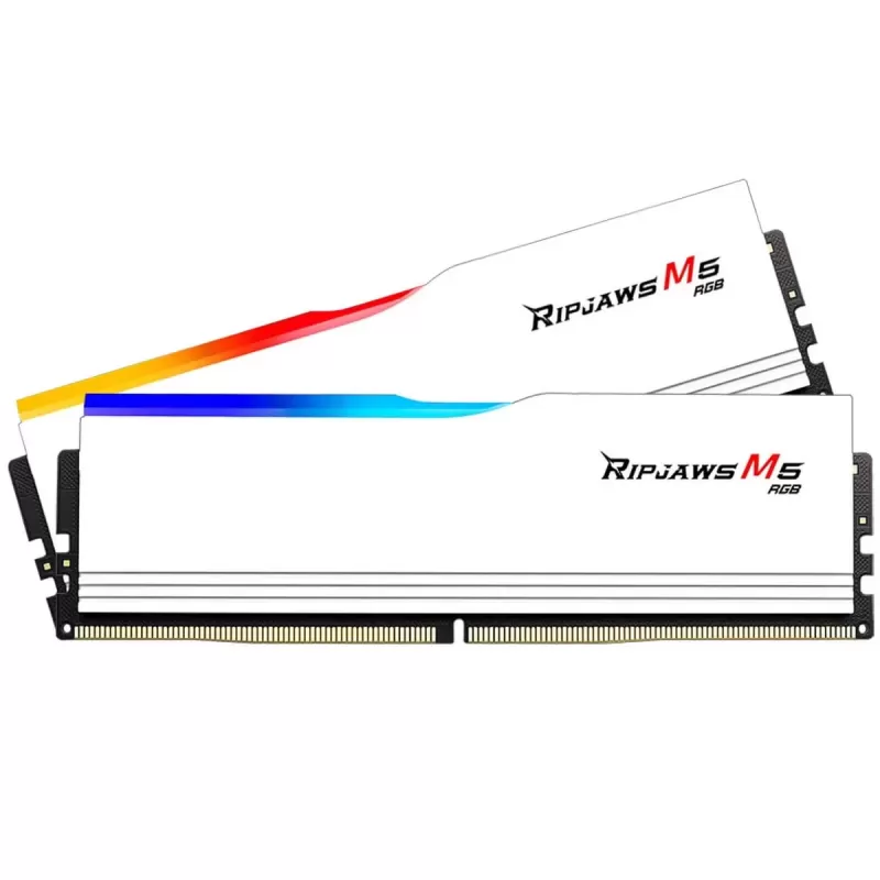 Оперативная память DRAM G.Skill Ripjaws M5 RGB 6000J3040G32GX2-RM5RW KIT 64GB (2X32GB) DDR5 DIMM 6000MHz CL30 Intel XMP 3.0 1.4V Цвет:белый