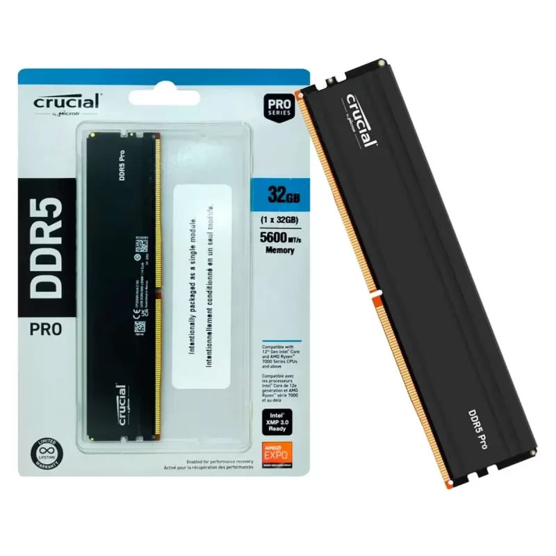 Memory Crucial Pro DDR5 UDIMM 32GB 5600MHz CP32G56C46U5 32GB DDR5 DIMM 5600MHz