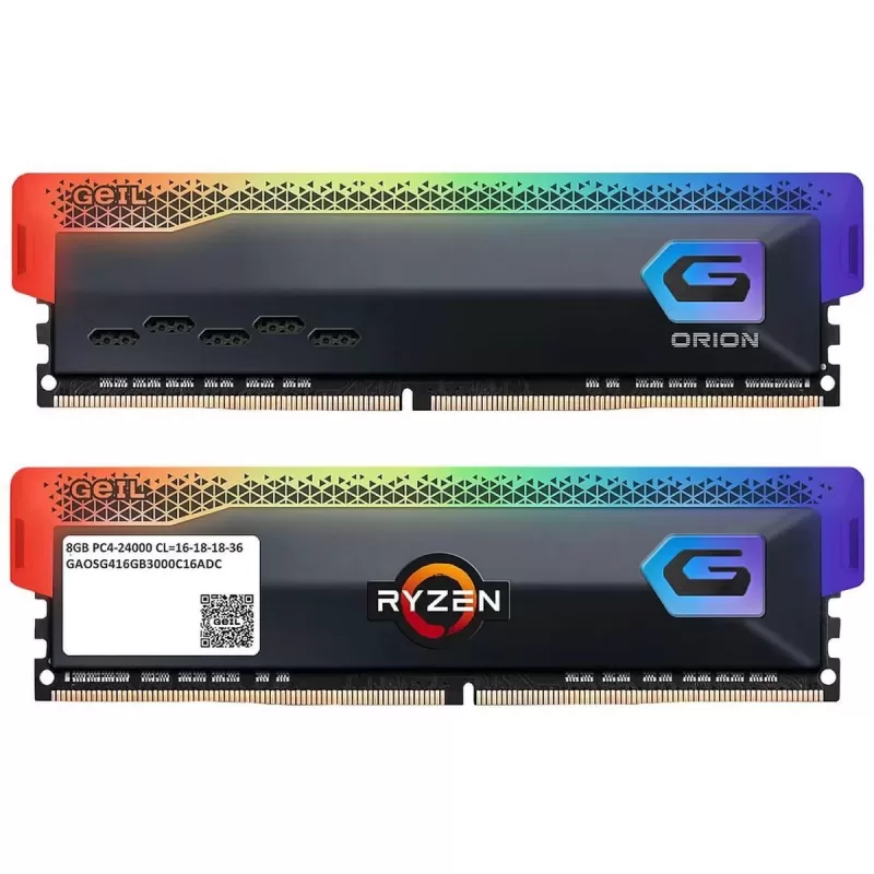 Desktop Memory DRAM GEIL DDR4 16GB (2x8GB) 3200 CL16 ORION RGB AMD Edition gray GAOSG416GB3200C16BDC 16GB DDR4 DIMM 3200MHz