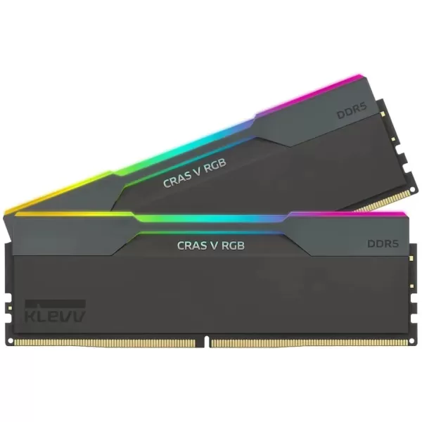Оперативная память DRAM Klevv DDR5 64GB (2x32GB) 6400 CL32 CRAS V RGB Black KD5BGUA80-64A320G KIT 64GB (2x32GB) DDR5 6400MHz CL32 Цвет:чёрный
