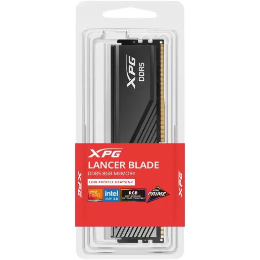 זיכרון לנייח DRAM Adata XPG Lancer Blade RGB DDR5 16GB 6400MHz שחור AX5U6400C3216G-SLABRBK 16GB DDR5 6400MHz CL32 Intel XMP 3.0 and AMD EXPO