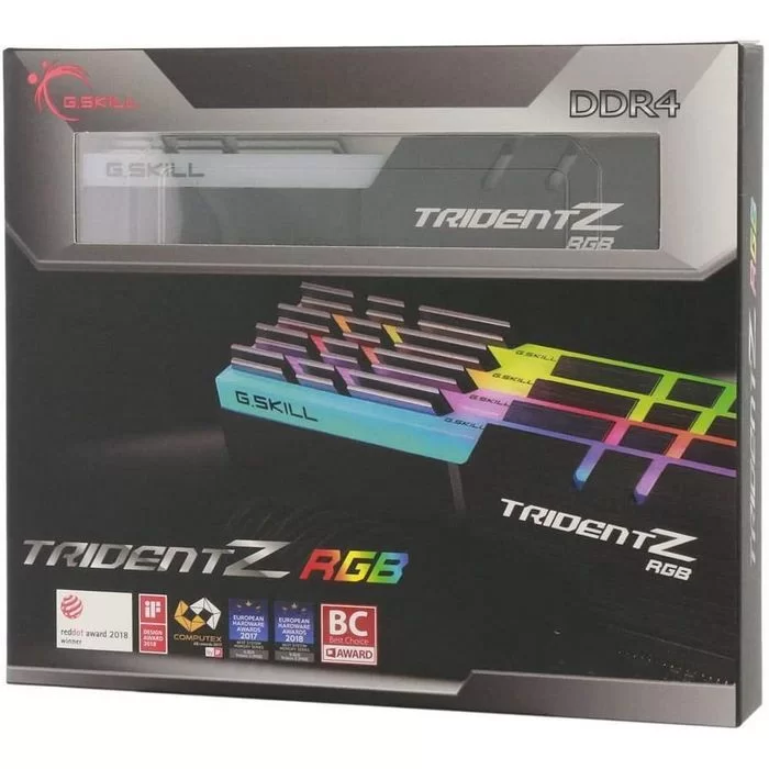 Desktop Memory DRAM G.Skill Trident Z RGB F4-3600C16Q-32GTZRC KIT 32GB (4X8GB) DDR4 DIMM 3600MHz 16-19-19-39 1.35V OEM, no package Color:black