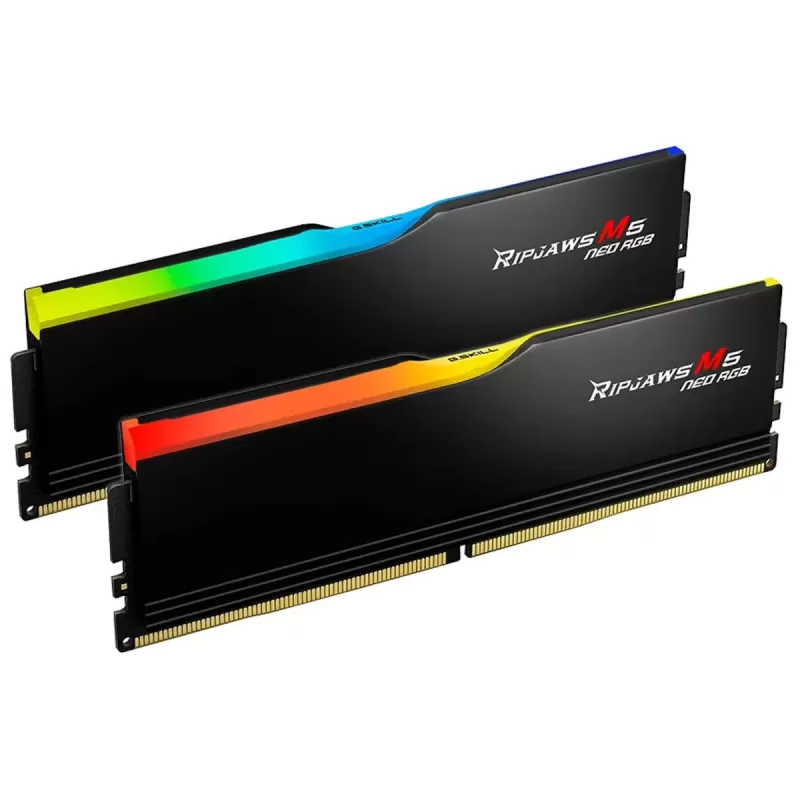 Оперативная память DRAM G.Skill Ripjaws M5 Neo RGB 6000J2836G32GX2-RM5NRK KIT 64GB (2X32GB) DDR5 DIMM 6000MHz CL28 1.4V Цвет:чёрный Оперативная память DRAM G.Skill Ripjaws M5 Neo RGB 6000J2836G32GX2-RM5NRK KIT 64GB (2X32GB) DDR5 DIMM 6000MHz CL28 1.4V Цвет:чёрный