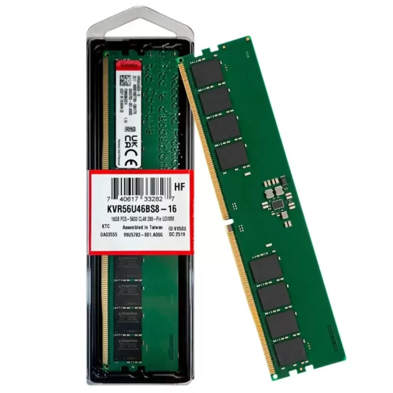Desktop Memory DRAM Kingston ValueRam KVR56U46BS8-16 16GB DDR5 DIMM 5600MHz CL46 1.1V Color:green