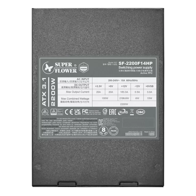 ספק כוח Super Flower Leadex 2200W ATX3.1 Titanium SF-2200F14HP 80 Plus Titanium ספק כוח Super Flower Leadex 2200W ATX3.1 Titanium SF-2200F14HP 80 Plus Titanium