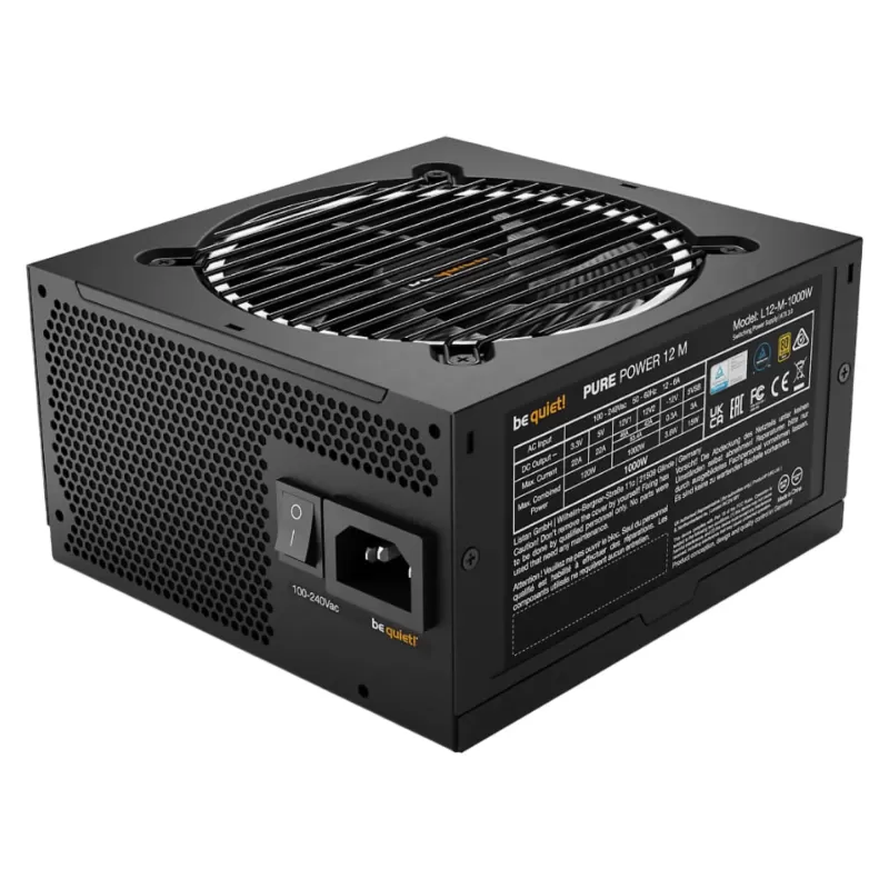 ספק כוח be quiet! PURE POWER 12 M 1000W BN345 מודולרי מלא 80 Plus Gold ATX 3.1 compliant and PCIe 5.1 ספק כוח be quiet! PURE POWER 12 M 1000W BN345 מודולרי מלא 80 Plus Gold ATX 3.1 compliant and PCIe 5.1