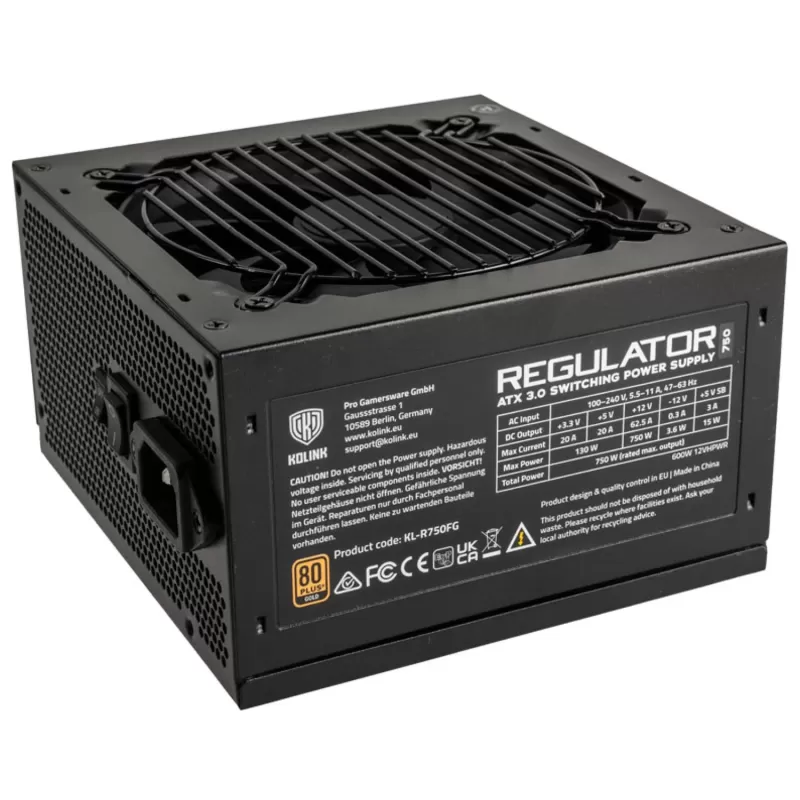 Power Supply Kolink Regulator 750W (ATX 3.0) 80 Plus Gold KL-R750FG 80 Plus Gold
