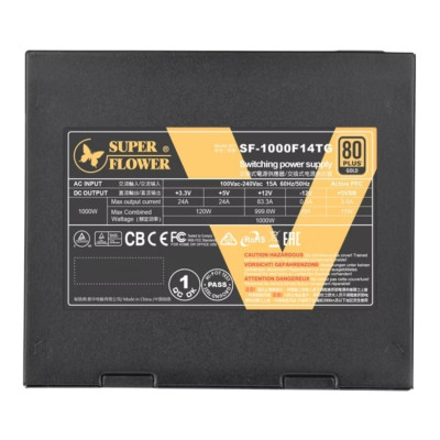 Power Supply Super Flower Leadex V Gold Pro 1000W PCIE 5.1 SF-1000F14TG-BK 80 Power Supply Super Flower Leadex V Gold Pro 1000W PCIE 5.1 SF-1000F14TG-BK 80