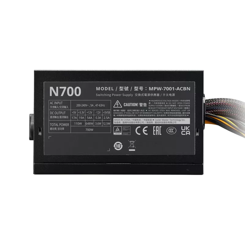Power Supply Cooler Master ELITE NEX N700 230V MPW-7001-ACBN-BWO Modular without 700W 12V:648W ATX