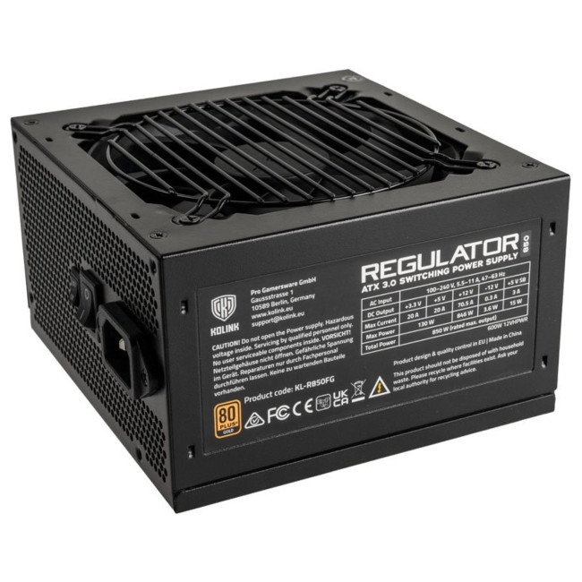Блок Питания Kolink Regulator 850W (ATX 3.0) 80 Plus Gold KL-R850FG 80 Plus Gold