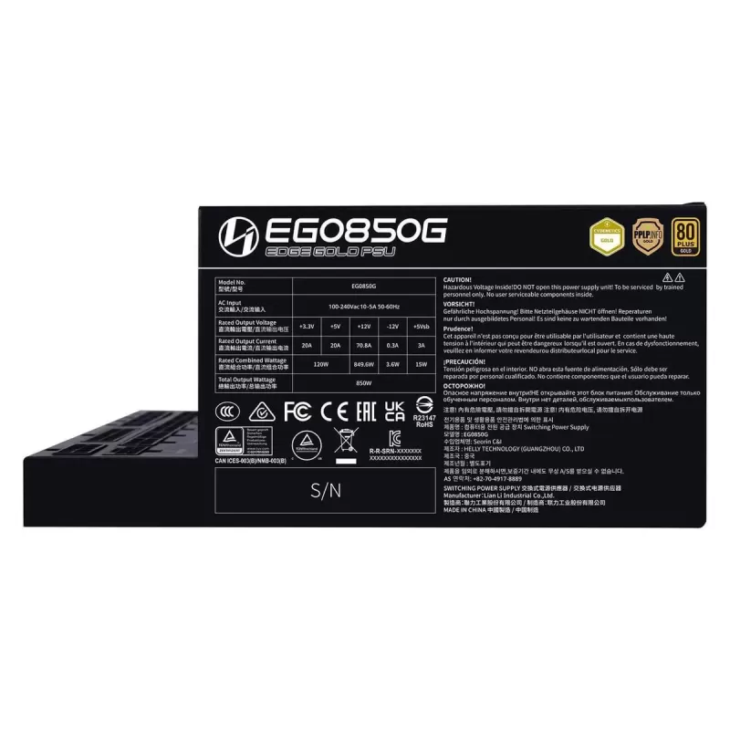 ספק כוח LIAN-LI EDGE 850W Gold שחור EG0850G-B 80 Plus Gold