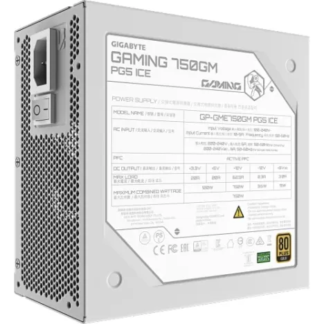 Power Supply Gigabyte PSU GAMING 750GM PG5 ICE ATX3.1 GP-GME750GM PG5 ICE Full Modular 80 Plus Gold 750W - official importer Power Supply Gigabyte PSU GAMING 750GM PG5 ICE ATX3.1 GP-GME750GM PG5 ICE Full Modular 80 Plus Gold 750W - official importer