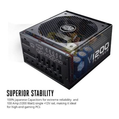 Power Supply Cooler Master V1200 RSC00-AFBAG1-XX מודולרי 80 PLUS Platinum Power Supply Cooler Master V1200 RSC00-AFBAG1-XX מודולרי 80 PLUS Platinum