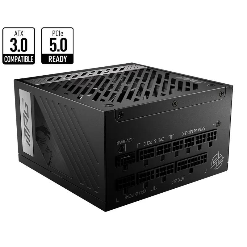 Power Supply MSI MPG A850G PCIE5 Full Modular 80 Plus Gold 12V:850W Power Supply MSI MPG A850G PCIE5 Full Modular 80 Plus Gold 12V:850W