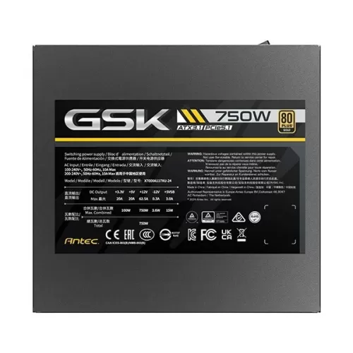 ספק כוח Antec GSK 750W ATX3.1 80+ Gold Full Modular 0-761345-20053-0 80 Plus Gold ספק כוח Antec GSK 750W ATX3.1 80+ Gold Full Modular 0-761345-20053-0 80 Plus Gold