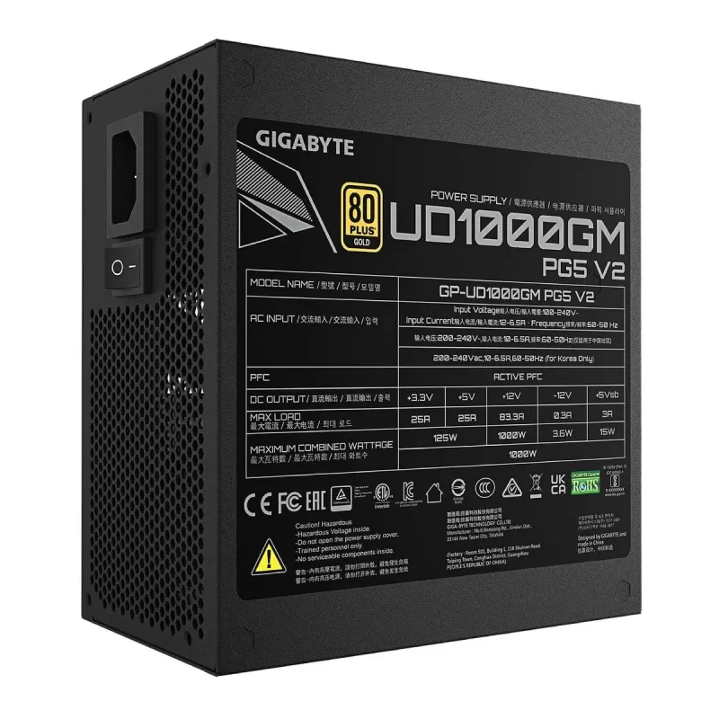 ספק כוח Gigabyte UD1000GM PG5 V2 ATX 80 PLUS GP-UD1000GM-PG5-V2 80 Plus Gold 1000W ספק כוח Gigabyte UD1000GM PG5 V2 ATX 80 PLUS GP-UD1000GM-PG5-V2 80 Plus Gold 1000W