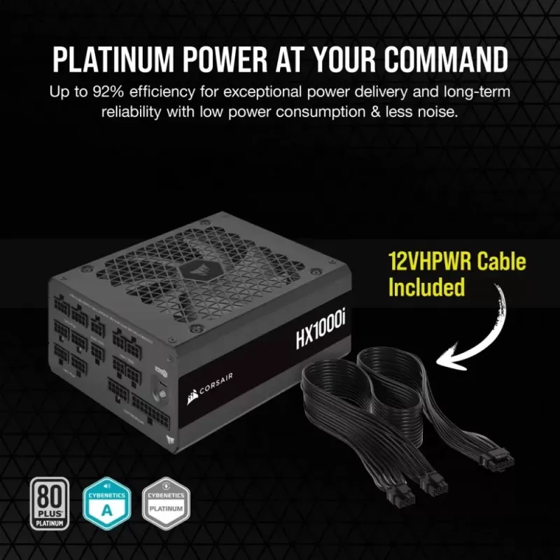 ספק כוח Corsair 1000 HX1000i Fully Modular Ultra-Low Noise Platinum HXi SERIES 80 Plus Platinum 1000W