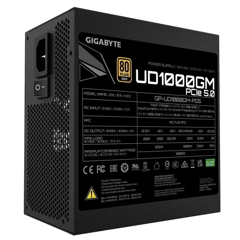 ספק כוח Gigabyte UD1000GM PG5 GP-UD1000GM-PG5 מודולרי מלא 80 Plus Gold 1000W ספק כוח Gigabyte UD1000GM PG5 GP-UD1000GM-PG5 מודולרי מלא 80 Plus Gold 1000W