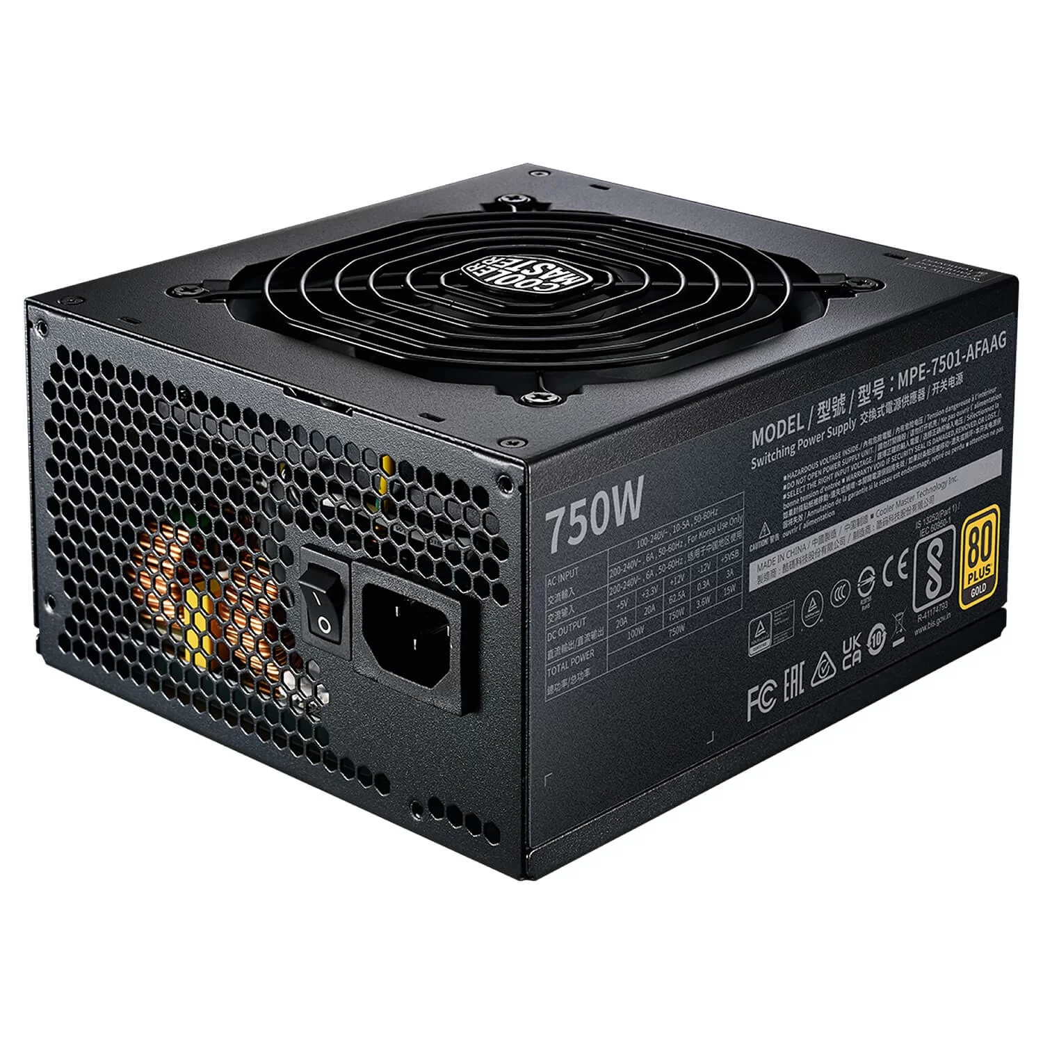 Power Supply Cooler Master MWE 80 Plus Gold 750W V2 ATX 3.0 READY MPE-7501-AFAAG-3WO 80 Plus Gold