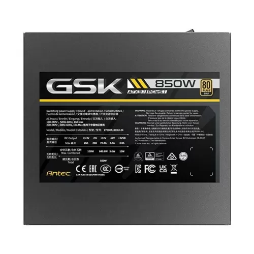 Power Supply Antec GSK 850W ATX3.1 80+ Gold Full Modular 0-761345-20047-9 80