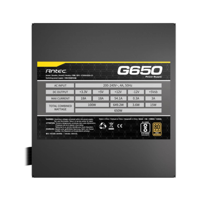 Power Supply Antec PSU Atom G650 650W 80+ Gold Semi-Modular ATOM G650 80 Plus