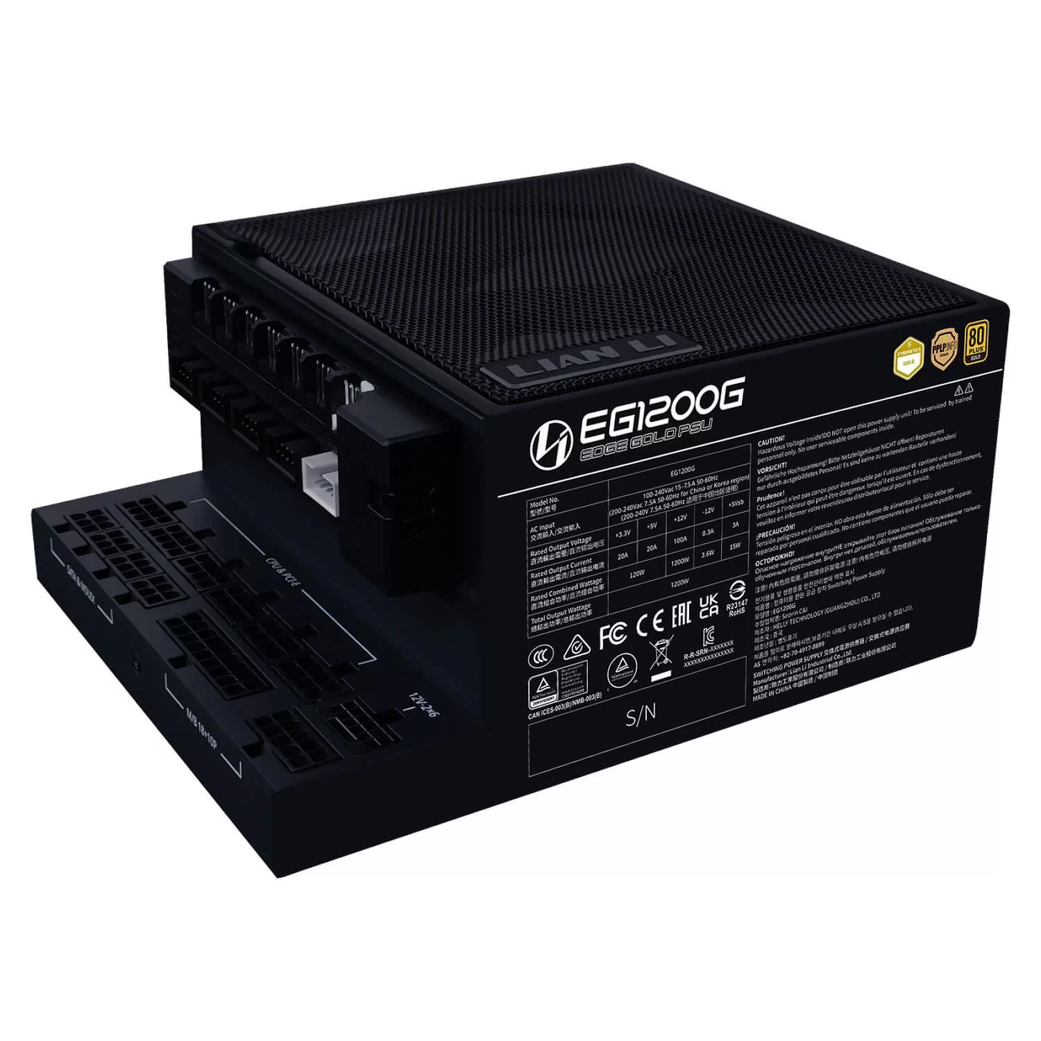 Power Supply LIAN-LI EDGE 1200W Gold black EG1200G-B 80 Plus Gold