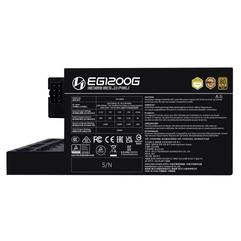 Power Supply LIAN-LI EDGE 1200W Gold black EG1200G-B 80 Plus Gold