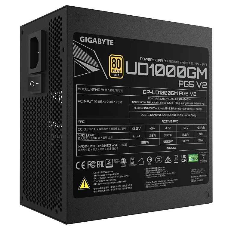 Power Supply Gigabyte UD1000GM PG5 V2 ATX 80 PLUS GP-UD1000GM PG5 V2 80 Plus