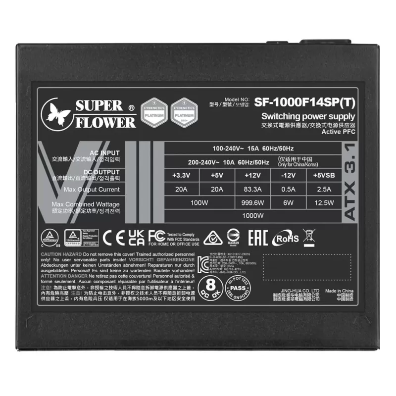 Power Supply Super Flower Leadex VIII PRO 1000W ATX3.1 Platinum black SF-1000F14SP 80 Plus Platinum
