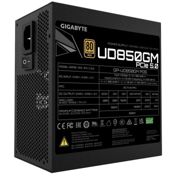 Power Supply Gigabyte UD850GM PG5 GP-UD850GM-PG5 מודולרי מלא 80 Plus Gold 850W Power Supply Gigabyte UD850GM PG5 GP-UD850GM-PG5 מודולרי מלא 80 Plus Gold 850W