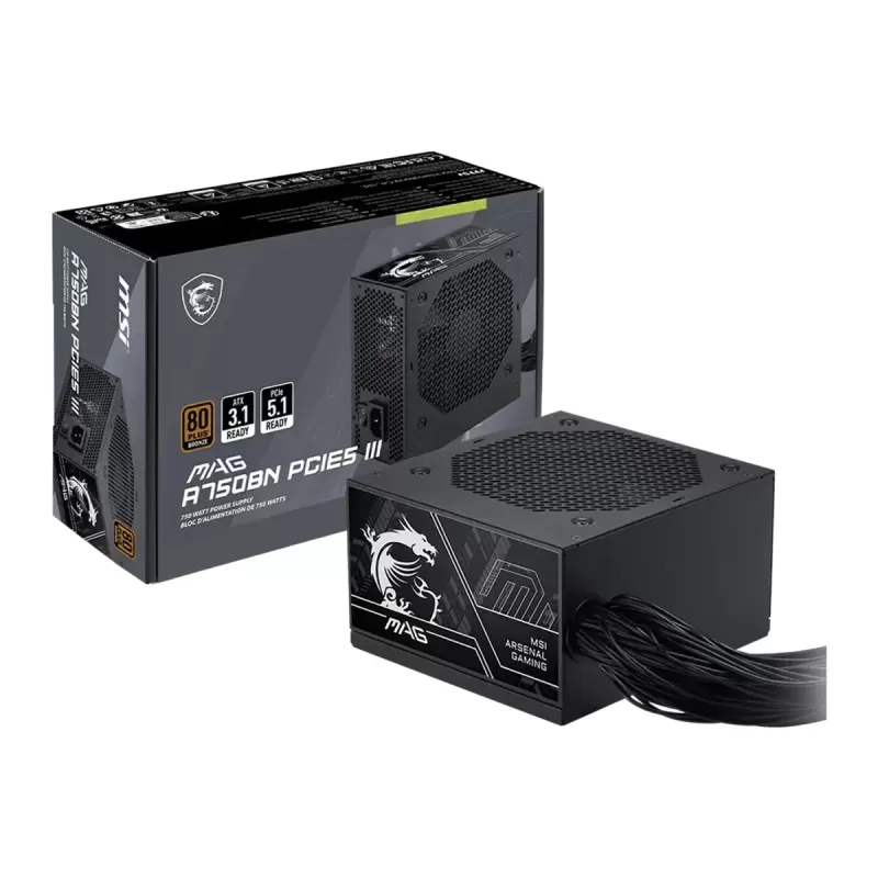 Power Supply MSI MAG A750BN PCIE5 III 80 Plus Bronze 750W