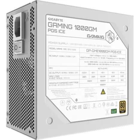 ספק כוח Gigabyte PSU GAMING 1000GM PG5 ICE ATX3.1 GP-GME1000GM PG5 ICE 80 Plus Gold 1000W - יבואן רשמי