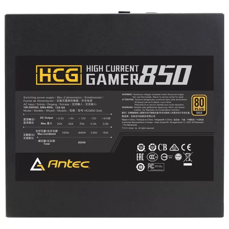 ספק כוח Antec HCG850 Gold 0-761345-11644-2 מודולרי מלא 80 Plus Gold 850W ספק כוח Antec HCG850 Gold 0-761345-11644-2 מודולרי מלא 80 Plus Gold 850W