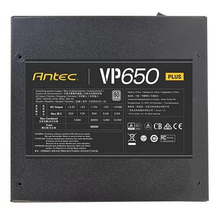 ספק כוח Antec VP650 PLUS 0-761345-11662-6 לא מודולרי 80 Plus 650W 12V:600W