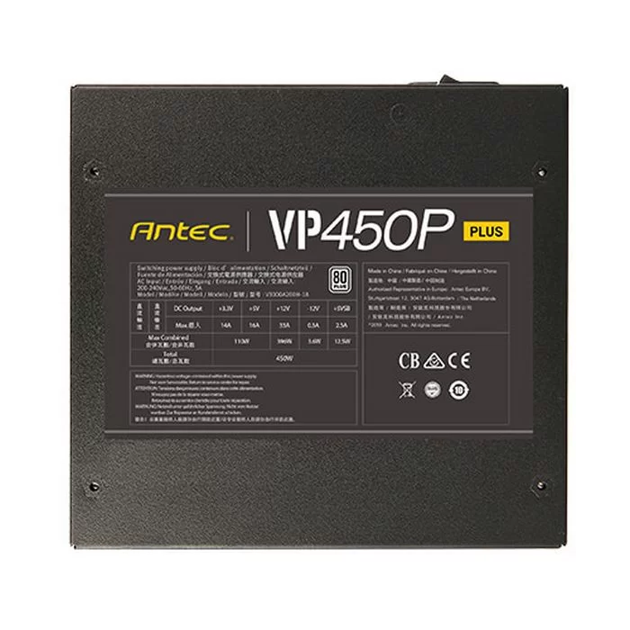 ספק כוח Antec VP450P PLUS 0-761345-11187-4 מודולרי מלא 80 Plus 450W
