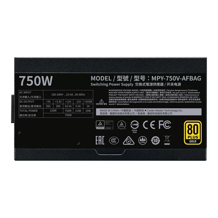 Блок Питания Cooler Master V750 V2 MPY-750V-AFBAG Полностью Модулярный 80 Plus Gold 12V:750W 