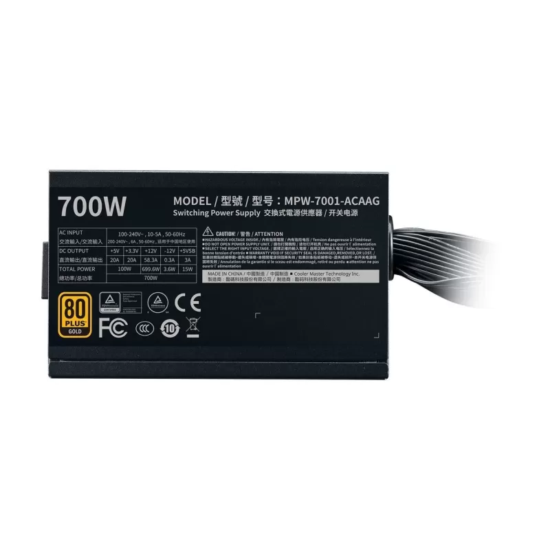 Power Supply Cooler Master G700 GOLD MPW-7001-ACAAG Non modular 80 Plus Gold 700W 12V:699.6W Power Supply Cooler Master G700 GOLD MPW-7001-ACAAG Non modular 80 Plus Gold 700W 12V:699.6W