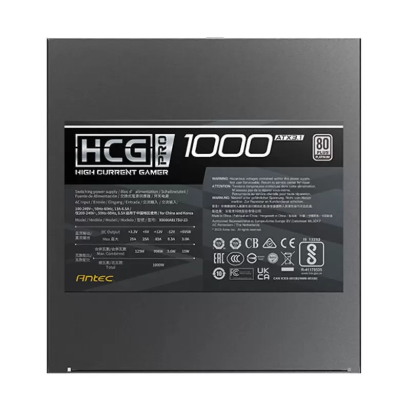 ספק כוח Antec PSU 1000W HCG1000 (ATX3.1) PRO Platinum 0-761345-20012-7 80 Plus Platinum