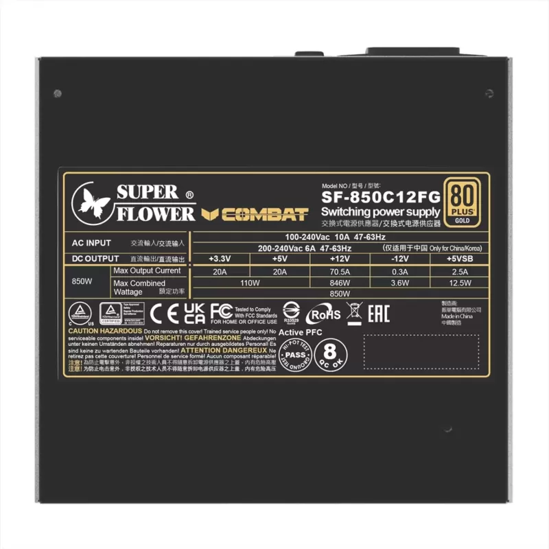 Power Supply Super Flower Combat FG 850W ATX3.1 Gold SF-850C12FG 80 Plus Gold