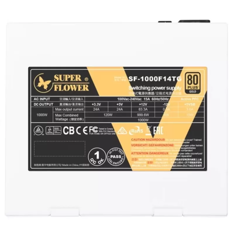ספק כוח Super Flower Leadex V Gold Pro 1000W PCIE 5.1 לבן SF-1000F14TG-WH 80 Plus Gold