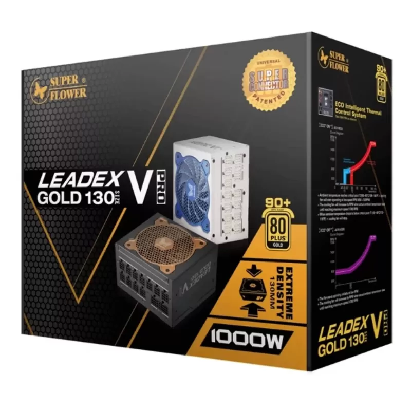 ספק כוח Super Flower Leadex V Gold Pro 1000W PCIE 5.1 לבן SF-1000F14TG-WH 80 Plus Gold