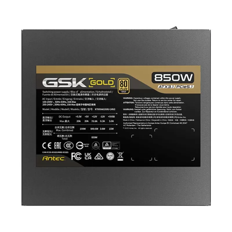 Power Supply Antec GSK 850 V2 ATX3.1 Full Modular gold 0-761345-20146-9 80 Plus Power Supply Antec GSK 850 V2 ATX3.1 Full Modular gold 0-761345-20146-9 80 Plus