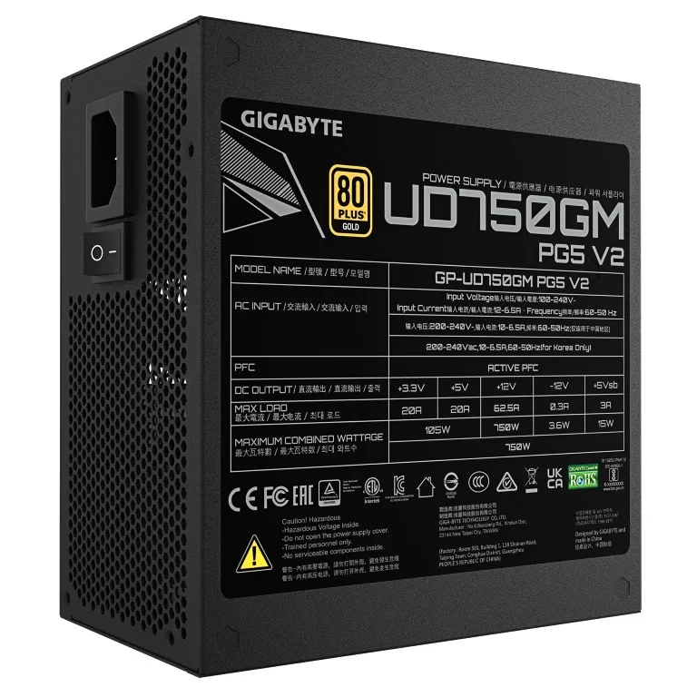 Power Supply Gigabyte UD750M PG5 V2 80 Plus ATX GP-UD750GM PG5 V2 80 Plus Gold