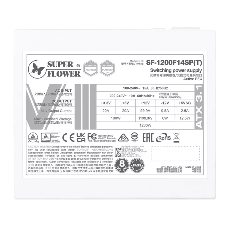 ספק כוח Super Flower Leadex VIII PRO 1200W ATX3.1 Platinum לבן SF-1200F14SP-WH מודולרי מלא 80 Plus Platinum