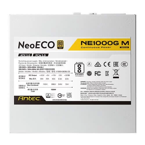 Power Supply Antec NE1000G M white 0-761345-11788-3 Full Modular 80 Plus Gold