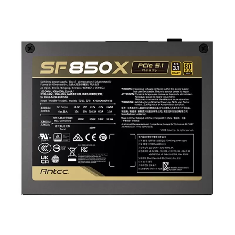 ספק כוח Antec PSU 850W SF850X 0-761345-20024-0 80 Plus Gold