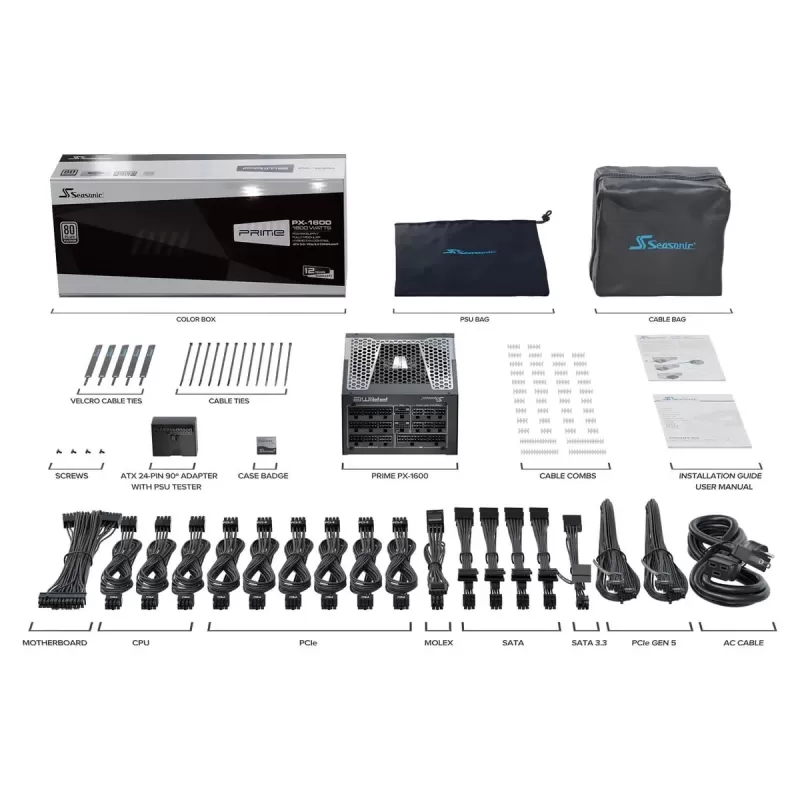 Power Supply Seasonic Prime PX-1600 ATX3.1 SSR-1600PD2 80 Plus Platinum 1600W